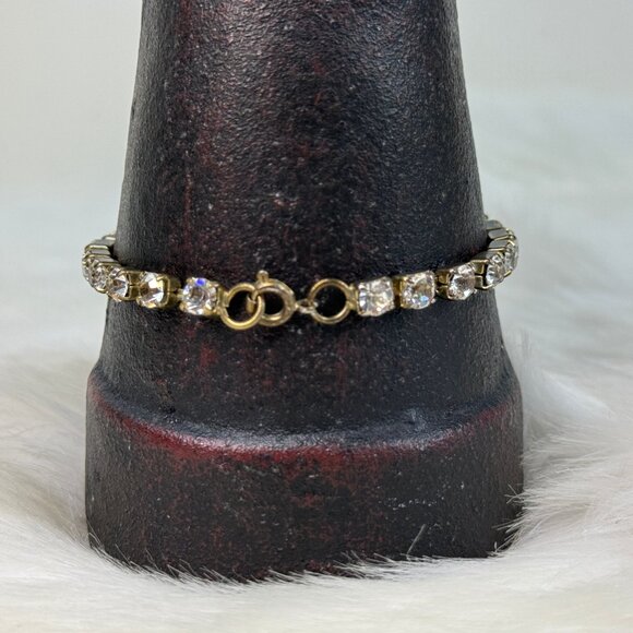 Vintage Prong Set Rhinestone Bracelet 6.75" - Picture 3 of 7